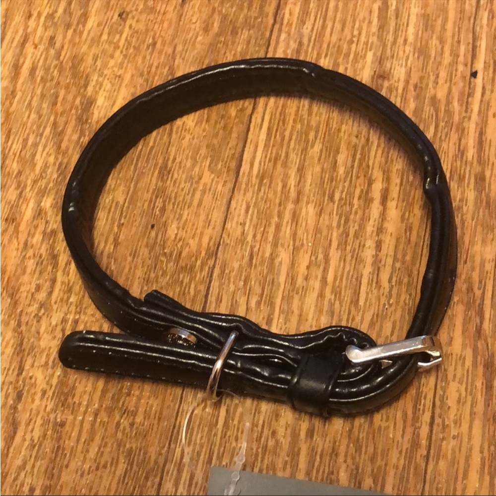 NWT Martha Stewart Dog Collar Black Silver Leather Size XS,Small,Medium,or Large